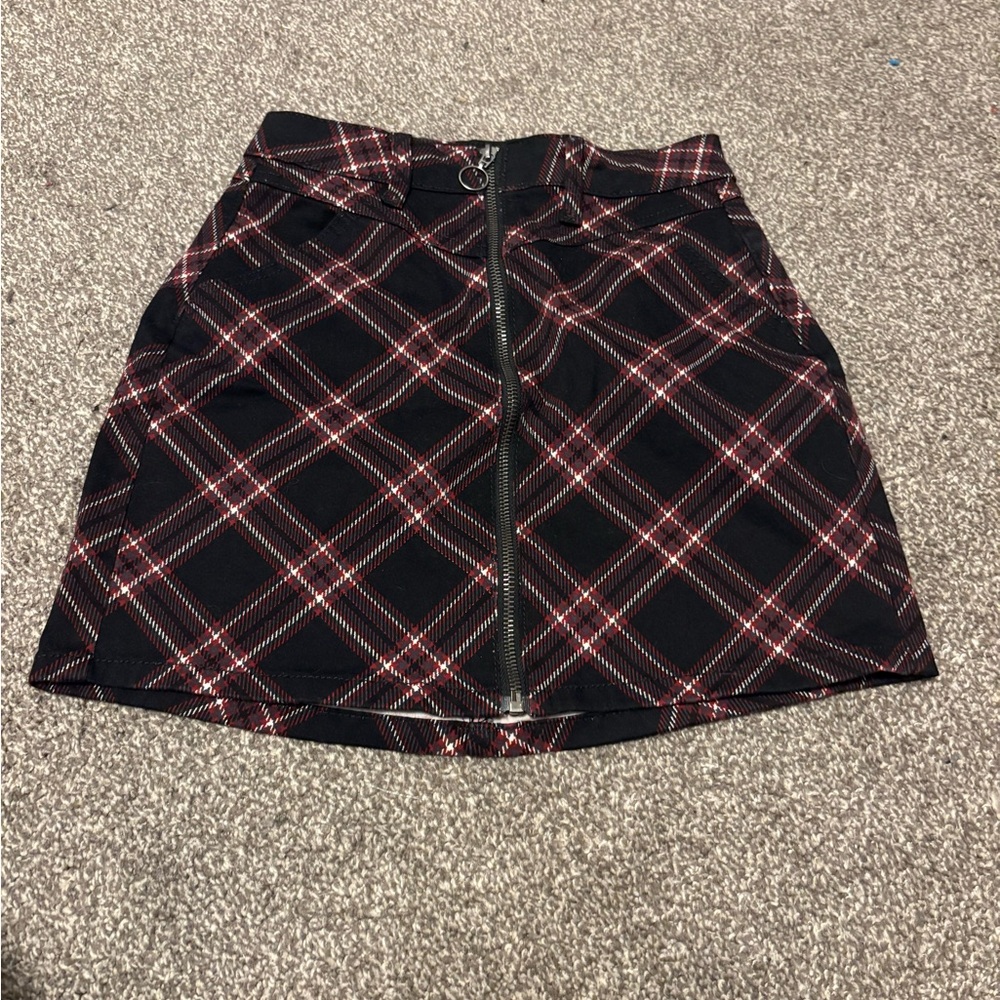 SO Black and Red Plaid Mini Skirt